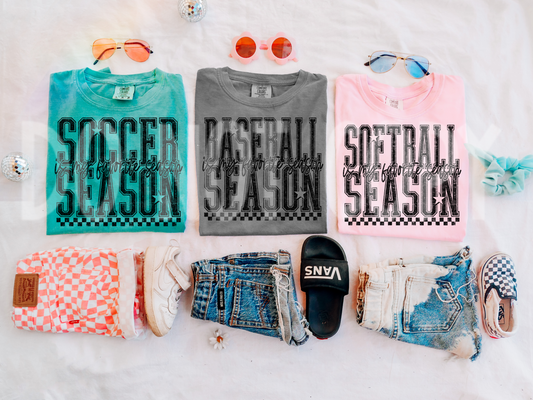 sports season {soccer, softball, baseball}
